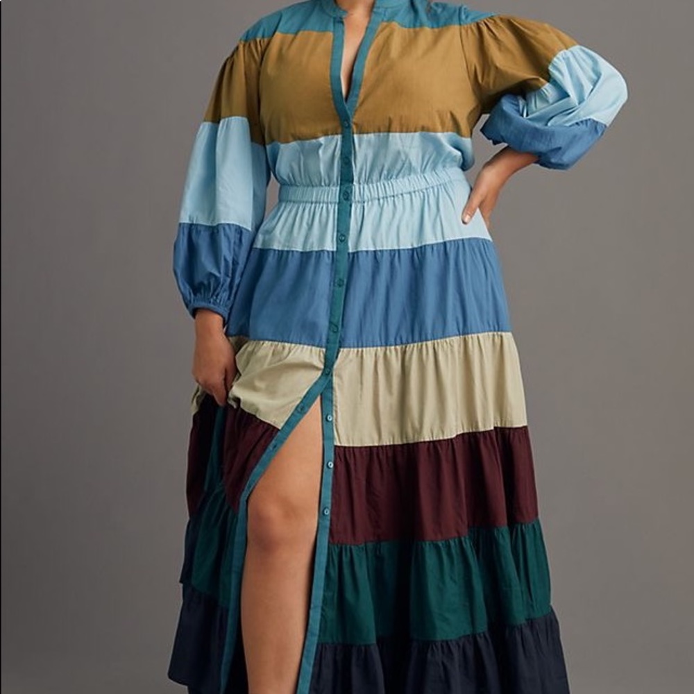 ANTHROPOLOGIE forever that girl tiered maxi dress 1X